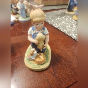 Denim Days by Homco Lil Girl With Puppy